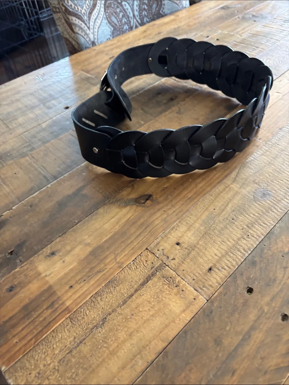 Women’s Black Braided Leather Waist Belt - Classic